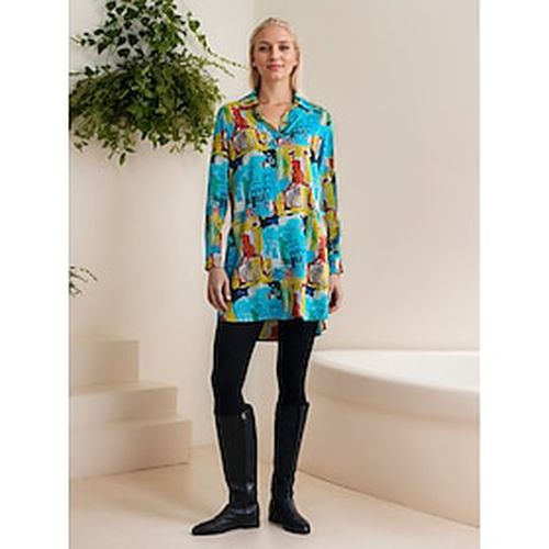 Rayon Graffiti Cuff Lapel Mini Shirt Dress - Ador.com - Modalova