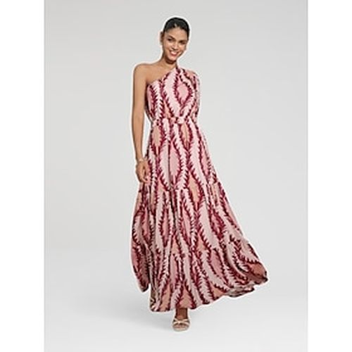 Satin Print One Shoulder Maxi Dress - Ador - Modalova