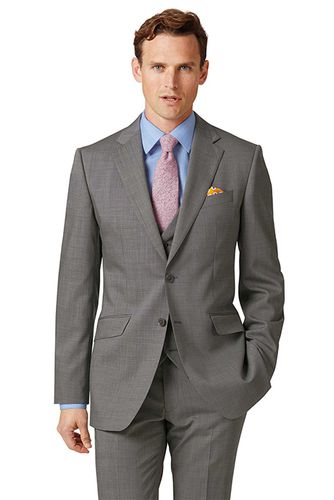 Silver Slim Fit Step Weave Suit Jacket Silver size 44S - Charles Tyrwhitt - Modalova