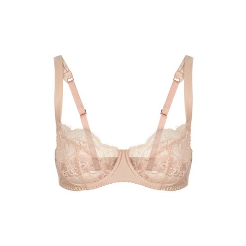 Fleur Of England Kyra Floral-embroidered Tulle Balcony Bra, Brown, 34D