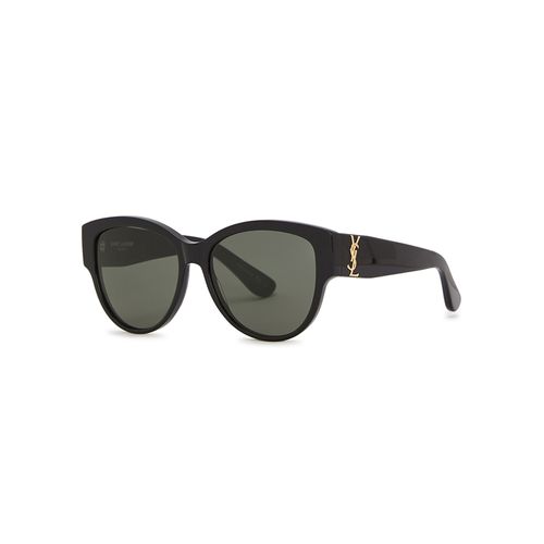 SLM3 Black Oval Frame Sunglasses, Sunglasses, Acetate - Saint Laurent - Modalova