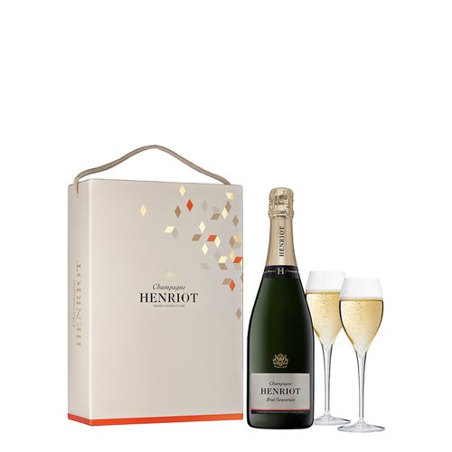 Brut Souverain Champagne NV & Flutes Gift Set - Champagne - 750ml Sparkling Wine - Henriot - Modalova