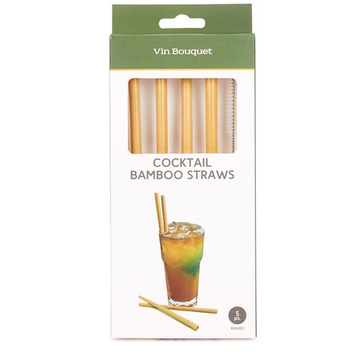 Reusable Bamboo Cocktail Straws x 4 & Cleaning Brush - Vin Bouquet - Modalova