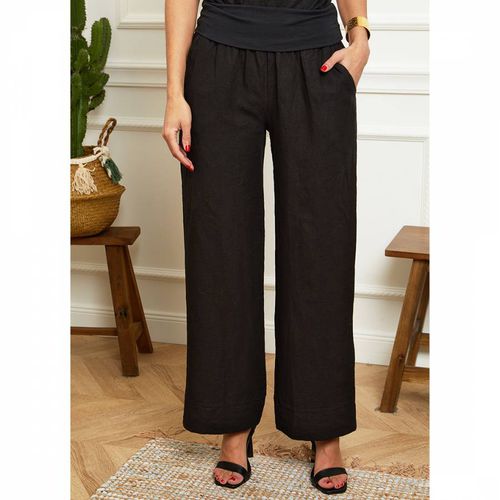 Black Wide Leg Linen Trouser - LE MONDE DU LIN - Modalova