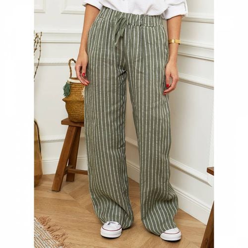 Khaki Wide Fit Linen Trouser - LE MONDE DU LIN - Modalova