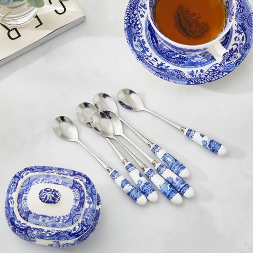 Set of 6 Blue Italian Tea Spoons - Spode - Modalova