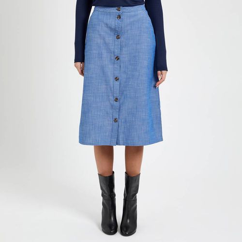 Blue Chambray Cotton Midi Skirt - Crew Clothing - Modalova