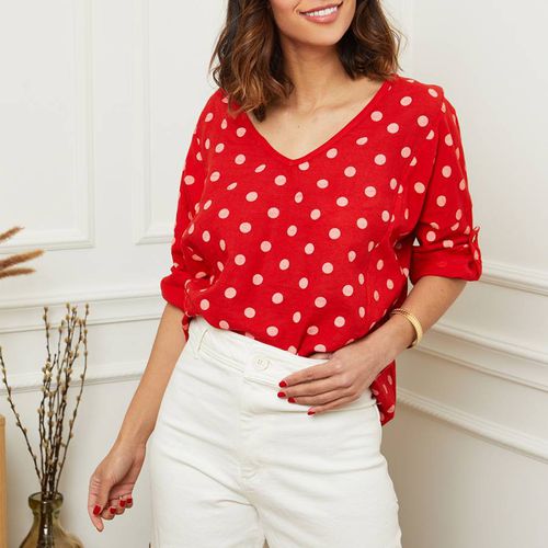 Red Polka Dot Linen Shirt - LE MONDE DU LIN - Modalova