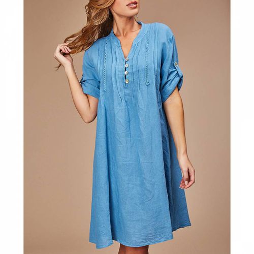 Blue Linen Dress - LE MONDE DU LIN - Modalova