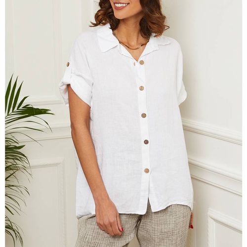 White Button Through Linen Shirt - LE MONDE DU LIN - Modalova