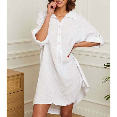 White Oversized Linen Dress - LE MONDE DU LIN - Modalova