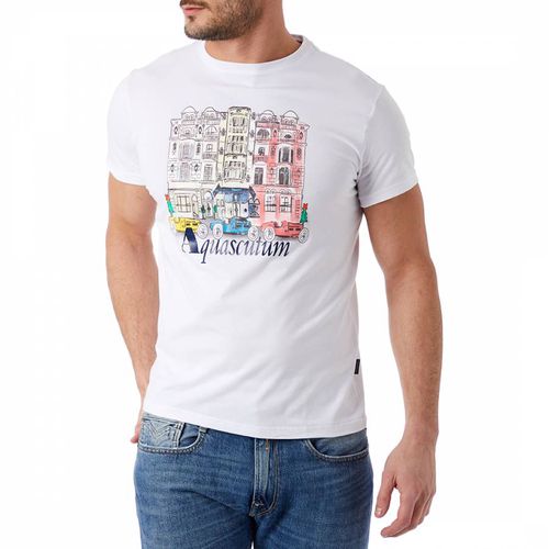 White Terrace Logo Cotton T-Shirt - Aquascutum - Modalova