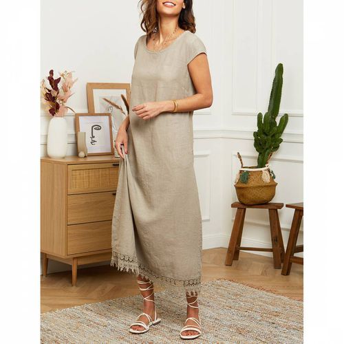 Taupe Flared Linen Dress - LE MONDE DU LIN - Modalova