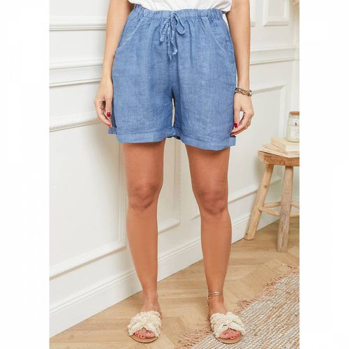 Blue Turn Up Linen Shorts - LE MONDE DU LIN - Modalova