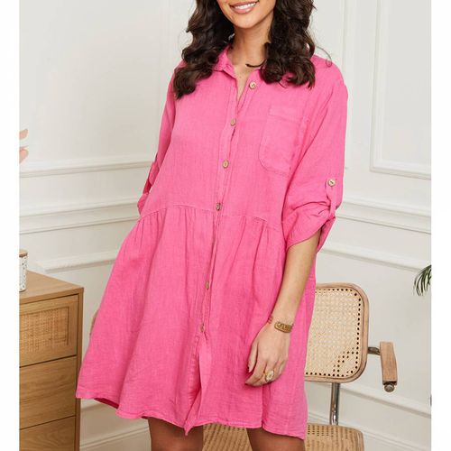 Pink Linen Smock Dress - LE MONDE DU LIN - Modalova