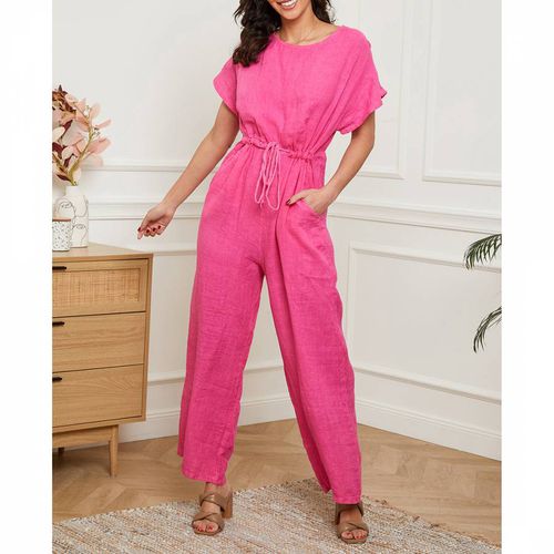 Pink Open Back Linen Jumpsuit - LE MONDE DU LIN - Modalova