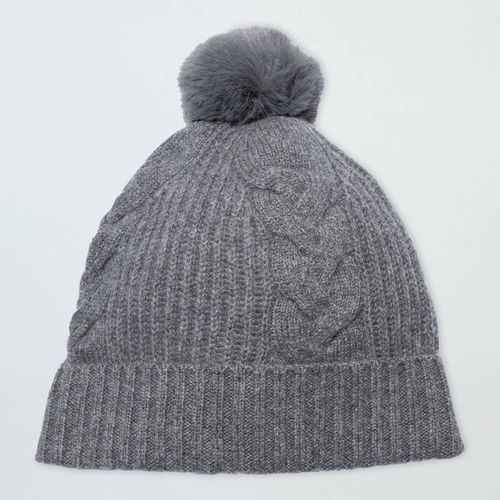 Grey Cable Cashmere Bobble Hat - Laycuna London - Modalova