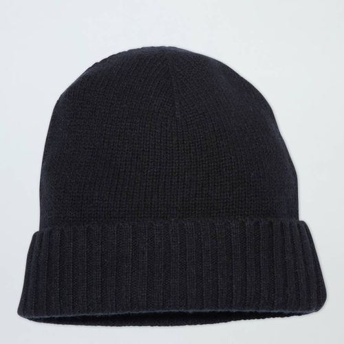 Black Half Rib Cashmere Beanie - Laycuna London - Modalova