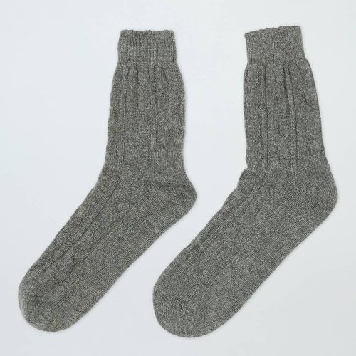 Grey Cashmere Cable Bed Sock - Laycuna London - Modalova