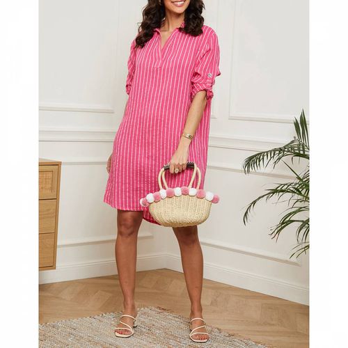 Pink Stripe Linen Mini Dress - LE MONDE DU LIN - Modalova