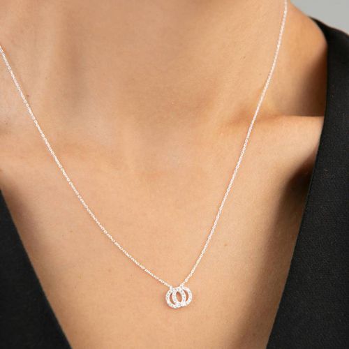 Silver Double Cross Necklace - Elika - Modalova