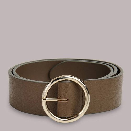 Khaki Circle Buckle Leather Belt - WHISTLES - Modalova