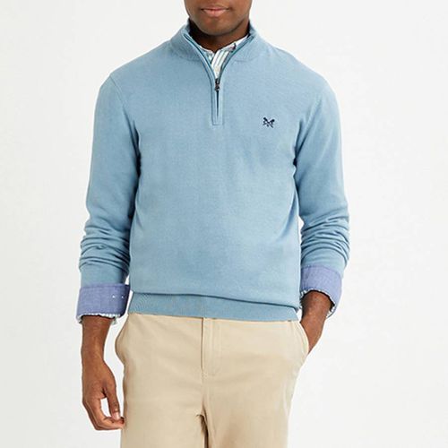 Blue 1/2 Zip Cotton Jumper - Crew Clothing - Modalova