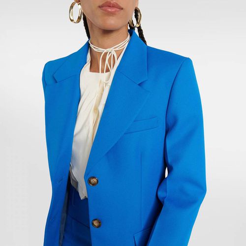 Blue High Button Jacket - Victoria Beckham - Modalova