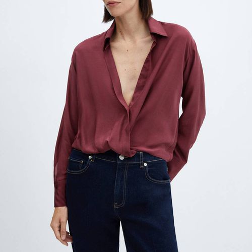 Red Satin wrap blouse - Mango - Modalova