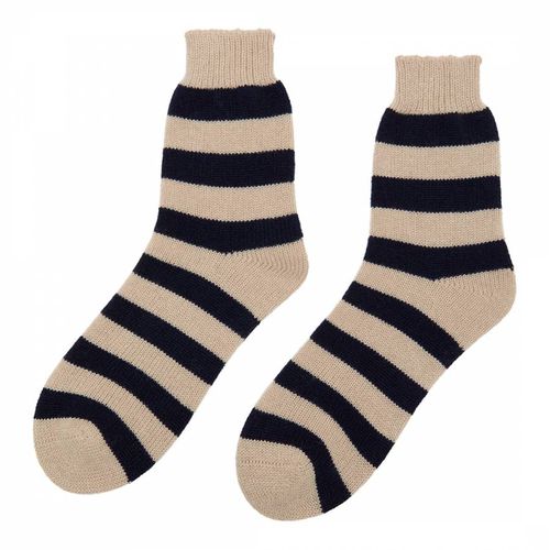 Biscuit Striped Cashmere Bed Socks - Laycuna London - Modalova