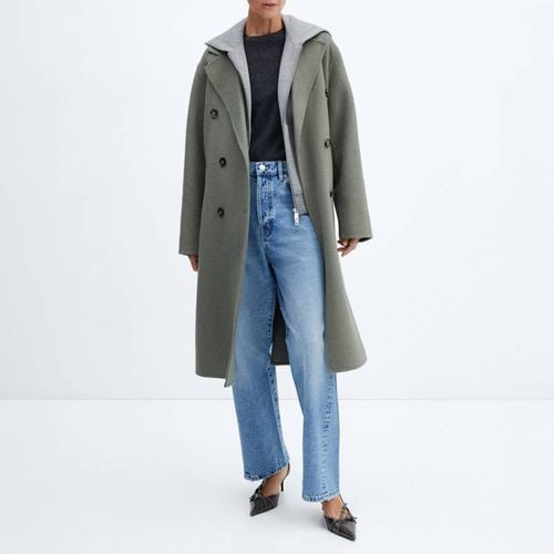 Khaki Handmade Oversized Wool Coat - Mango - Modalova