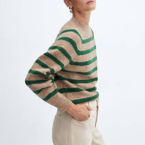 Dark Green Striped Jumper - Mango - Modalova