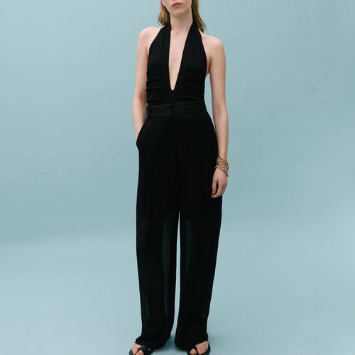 Black Ruched Bodysuit - Mango X Victoria Beckham - Modalova