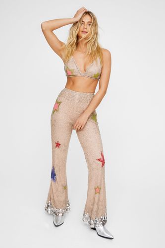 Womens Star Embellished Flare Pant - - 12 - Nasty Gal - Modalova