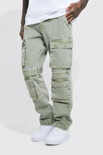 Relaxed Fit Washed Multi Pocket Cargo Jeans - - 28R - boohooMAN - Modalova