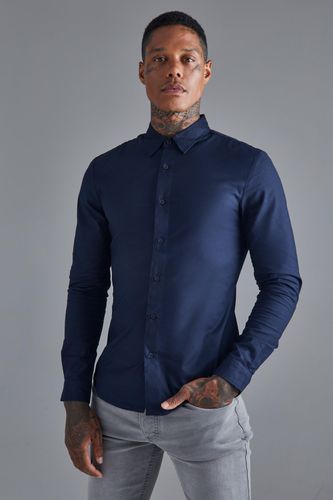 Long Sleeve Stretch Fit Shirt - - S - boohooMAN - Modalova