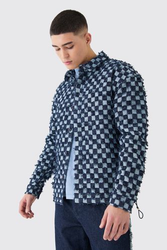 Boxy Checkerboard Distressed Checked Overshirt - - XL - boohooMAN - Modalova