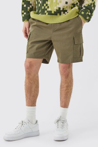 Elasticated Waist Khaki Skinny Fit Cargo Shorts - - L - boohooMAN - Modalova