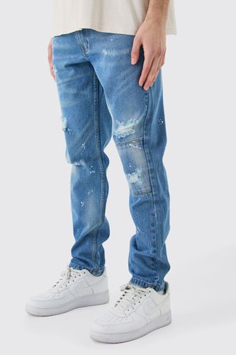 Slim Rigid All Over Paint Detail Knee Ripped Jeans - - 28R - boohooMAN - Modalova