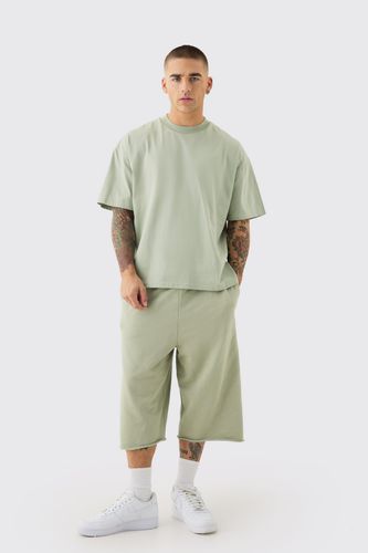 Oversized Extended Neck Boxy Heavyweight T-shirt & Shorts Set - - S - boohooMAN - Modalova