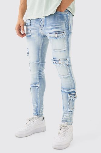 Super Skinny Stretch Distressed Multi Pocket Jeans In Light - 34R - boohooMAN - Modalova