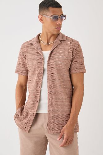 Oversized Weave Look Shirt - - L - boohooMAN - Modalova