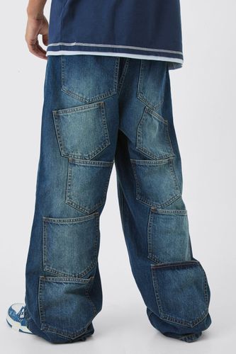 Extreme Baggy Rigid Multi Pocket Denim Jean In Antique Wash - - 30R - boohooMAN - Modalova