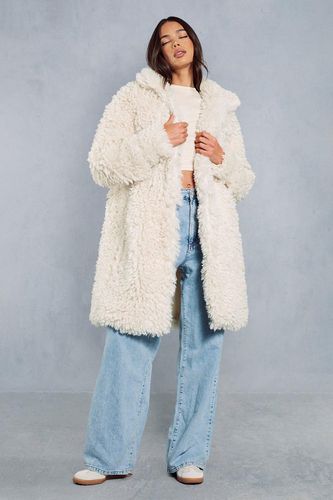 Womens Shaggy Faux Fur Longline Coat - - 12 - MISSPAP - Modalova