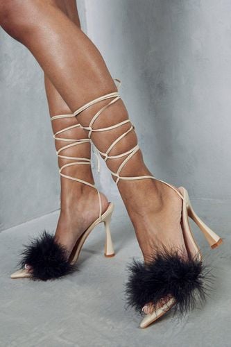 Womens Contrast Lace Up Feather Heels - - 4 - MISSPAP - Modalova