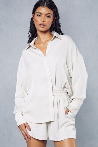 Womens Premium Satin Shirt And Short Co-ord - - 10 - MISSPAP - Modalova