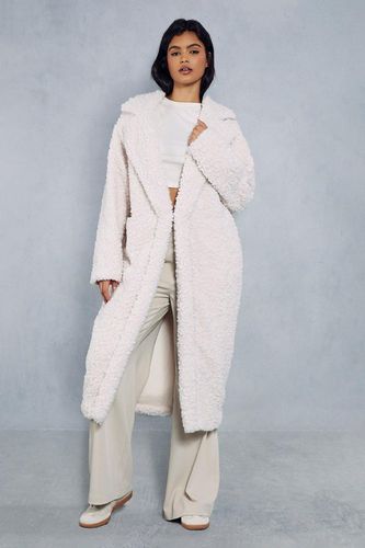 Womens Longline Oversized Collar Teddy Fur Coat - - 10 - MISSPAP - Modalova