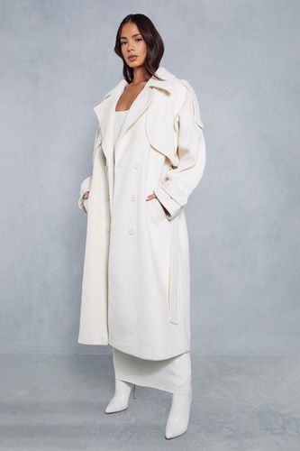 Womens Premium Oversized Wool Look Trench Coat - - 16 - MISSPAP - Modalova