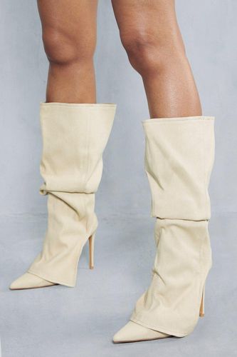 Womens Denim Overlay Knee High Boots - - 8 - MISSPAP - Modalova