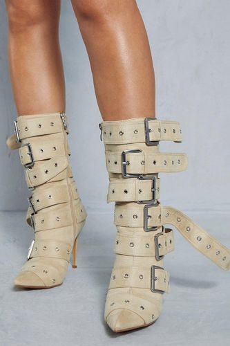 Womens Buckle Detail Faux Suede Boots - - 6 - MISSPAP - Modalova